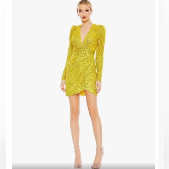 Aleena for MAC DUGGAL 😍SEQUINED SHOULDER PAD COCKTAIL DRESS - Picture 1 of 6